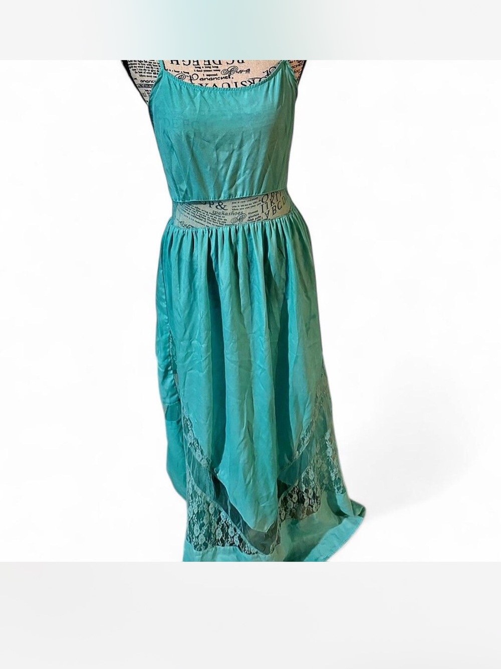 Ali & Kris Teal Lace-Inset Maxi Dress